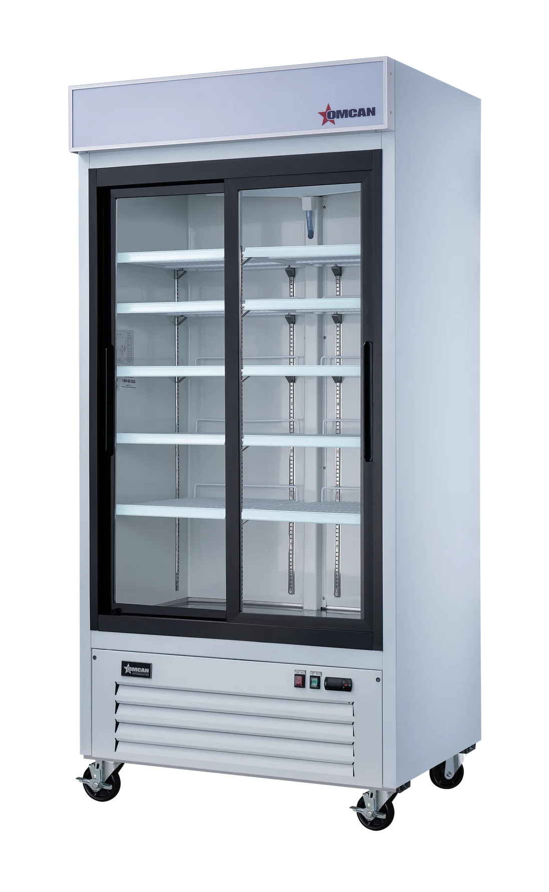 Omcan RE-CN-0039-HC-W display refrigerator angled view