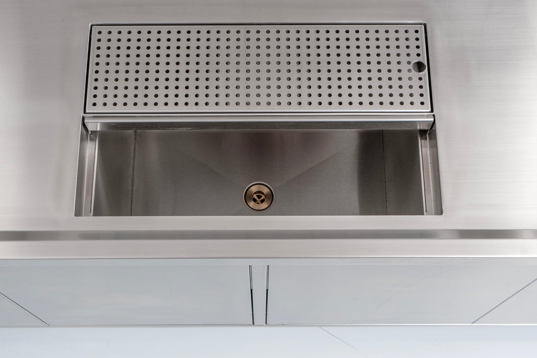 Omcan 48405 bubble tea station ice bin detail