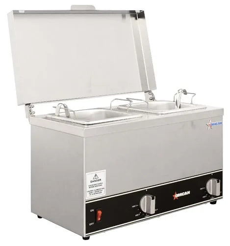 Omcan FW-CN-0252 stainless steel double sauce pot warmer two 2.5 L pots