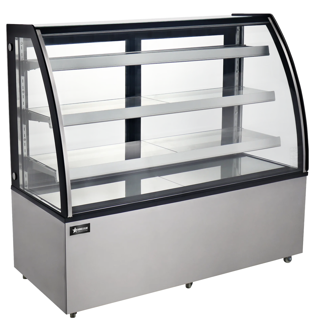 Omcan RS-CN-0571 72 inch curved glass refrigerated floor showcase