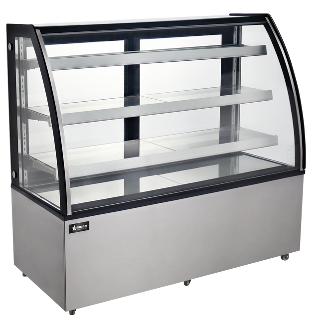 Omcan RS-CN-0571 72 inch curved glass refrigerated floor showcase
