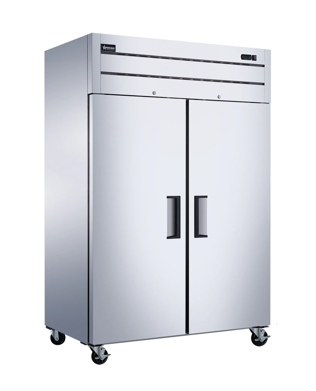 Omcan RE-CN-0054-TM 54 inch top mounted two door stainless steel reach-in refrigerator