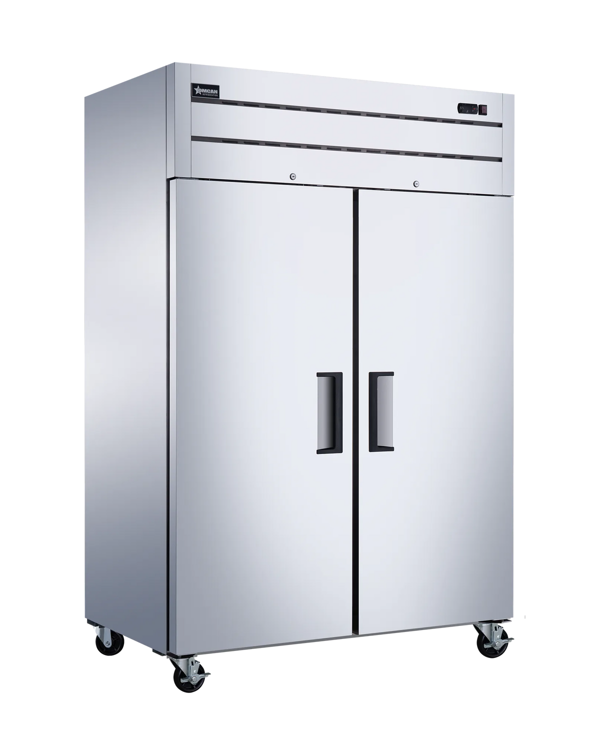 Omcan RE-CN-0054-TM 54 inch top mounted two door stainless steel reach-in refrigerator