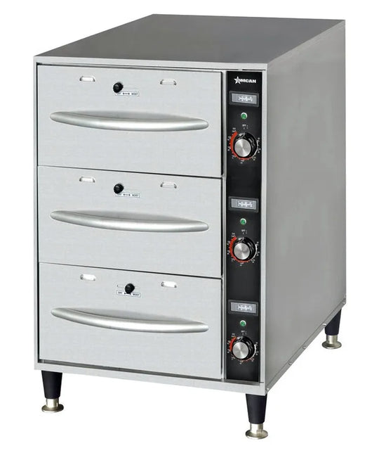 Omcan FW-CN-0003 triple freestanding narrow drawer warmer
