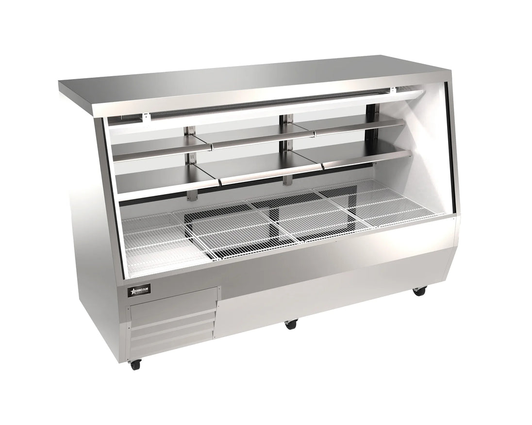 Omcan RS-CN-0084D-SS 84 inch stainless steel refrigerated double-duty deli case