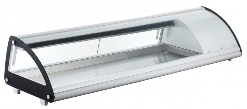 Omcan RS-CN-0083-SC 58 inch curved glass refrigerated sushi showcase in white