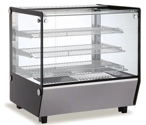 Omcan DW-CN-0120-5 27 inch countertop display warmer with three shelves and square glass