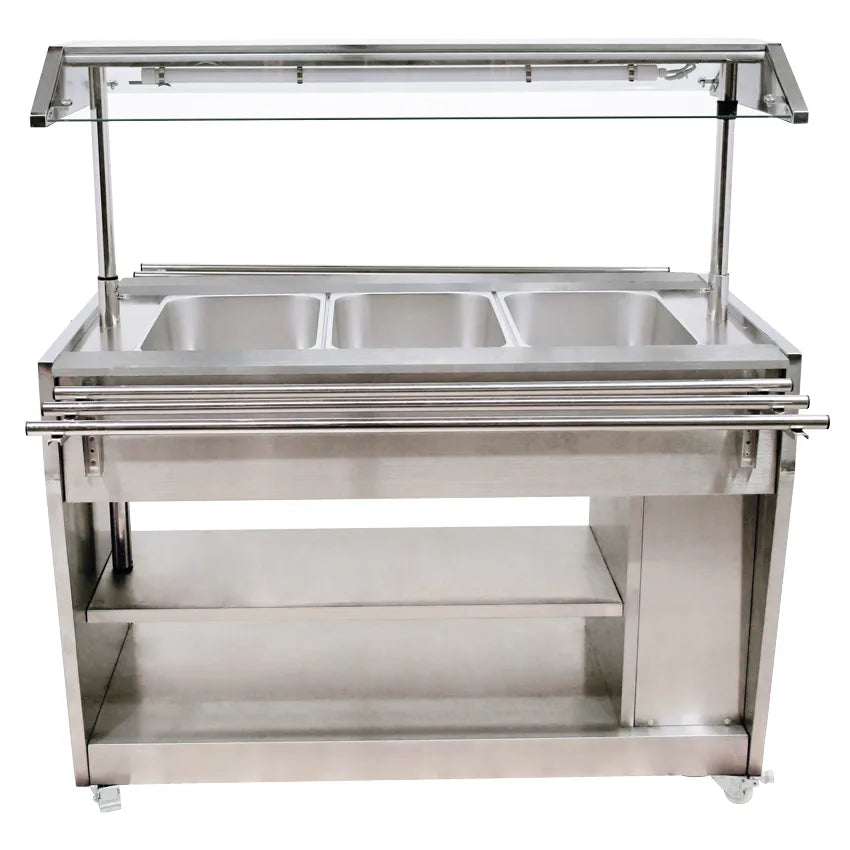 Omcan DW-CN-1210 48 inch three pan sealed well electric steam table with lighting canopy
