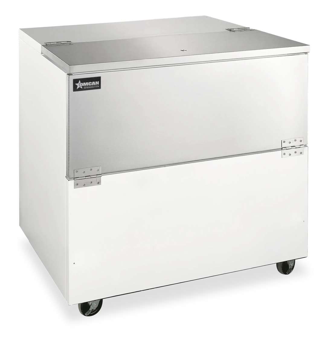 Omcan RE-CN-0034-HC 34 inch milk cooler holding 8 milk crates