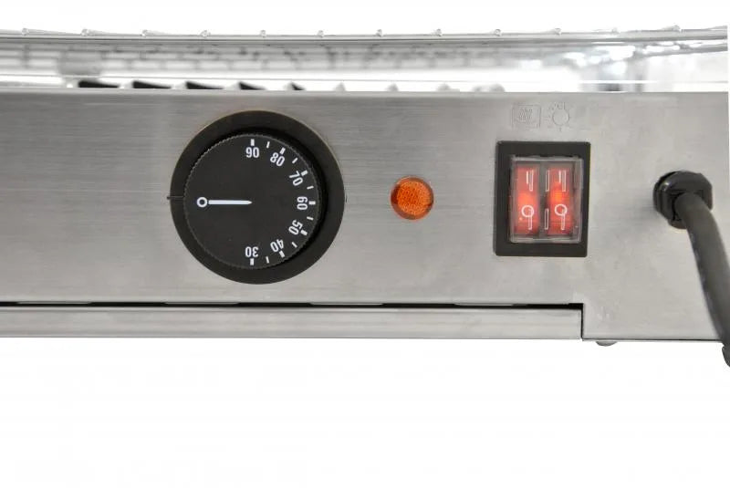 Omcan DW-CN-0080-L 28 inch two shelf square glass countertop display warmer