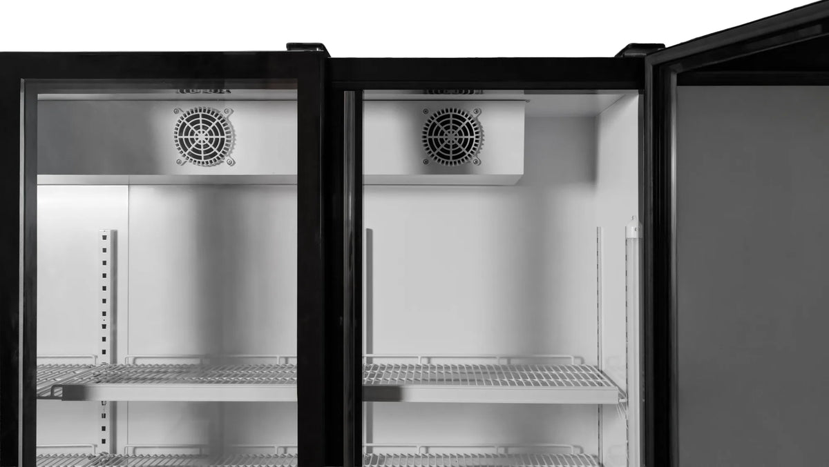 Omcan RE-CN-1200B display refrigerator angled view