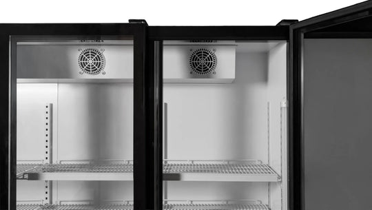 Omcan RE-CN-1200B display refrigerator angled view
