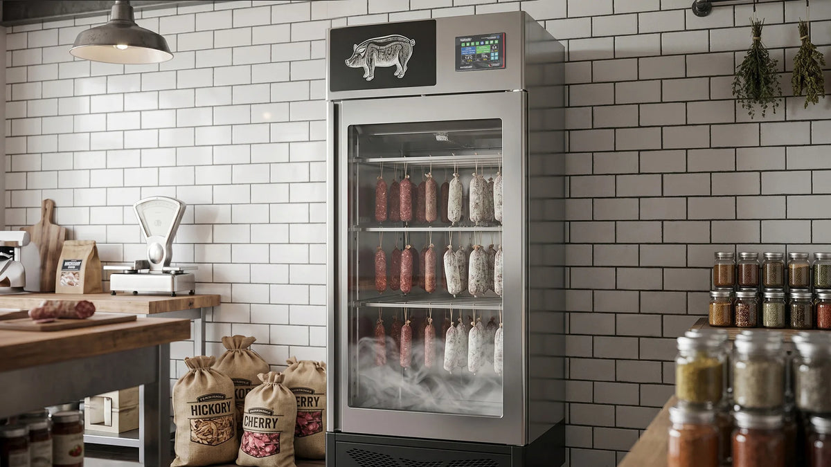 Omcan STG1504.0_INX salami curing cabinet angle view