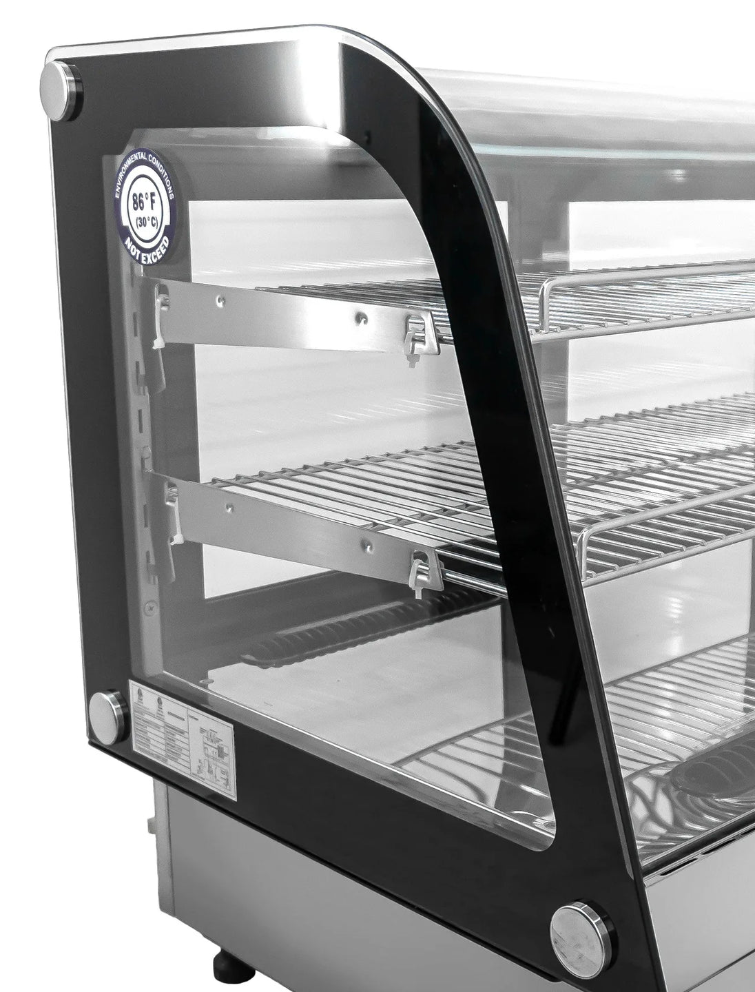 Omcan RS-CN-0120-4D refrigerated showcase shelf view