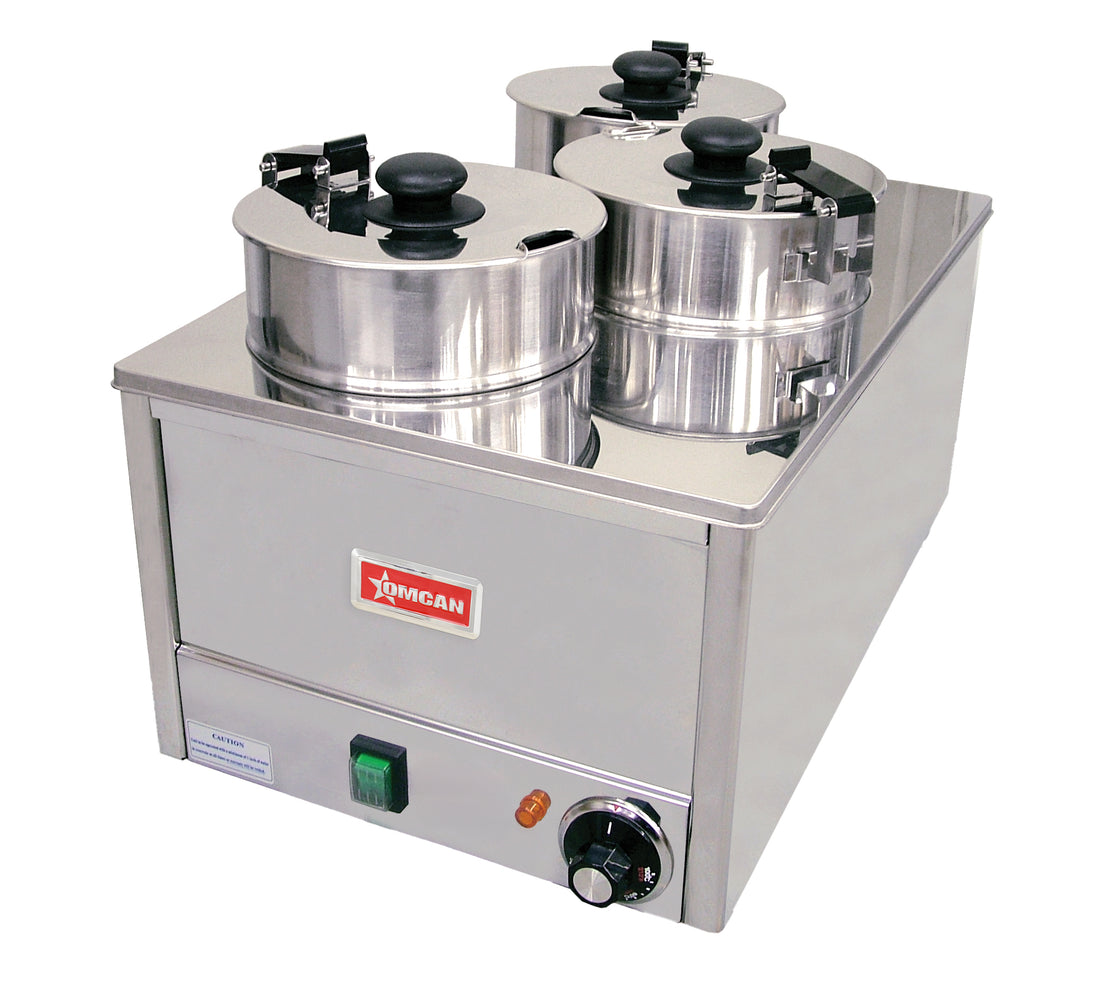 Omcan FW-TW-0012 triple well countertop food warmer with three 4 qt containers