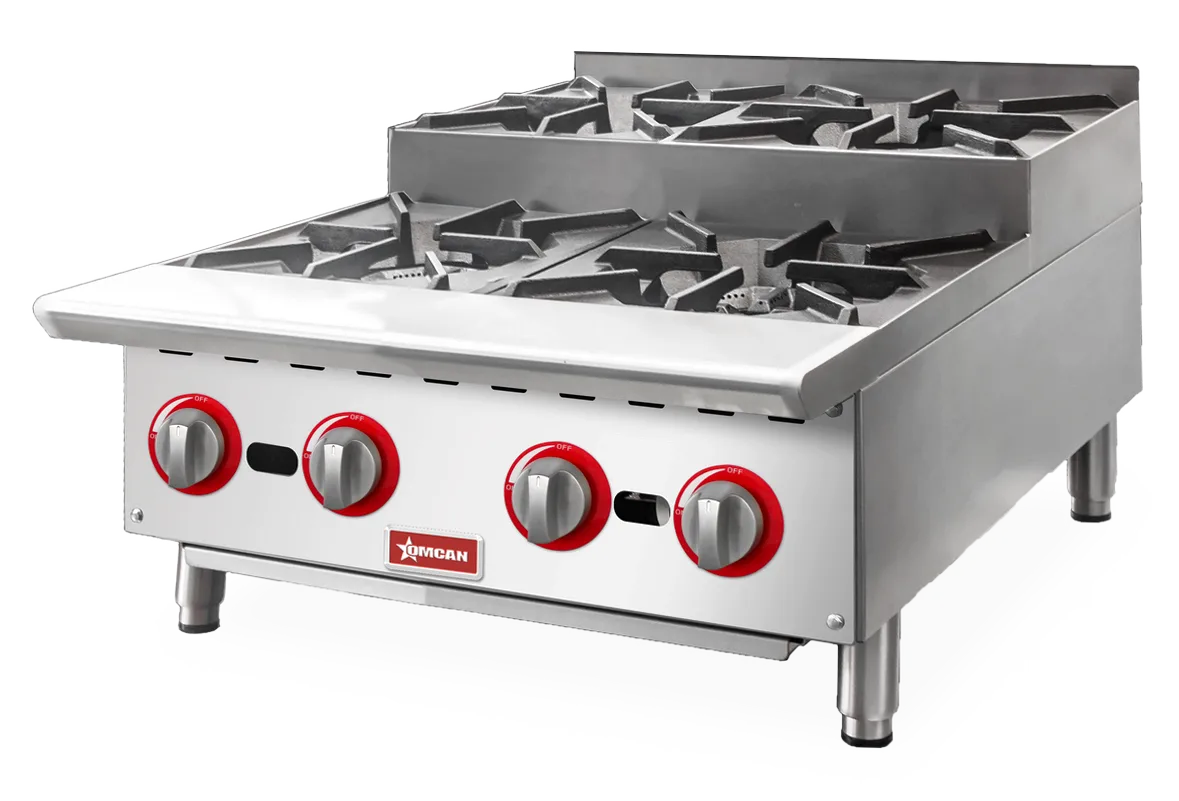 Omcan CE-CN-HP24-S 24 inch step up gas hot plate with 4 burners