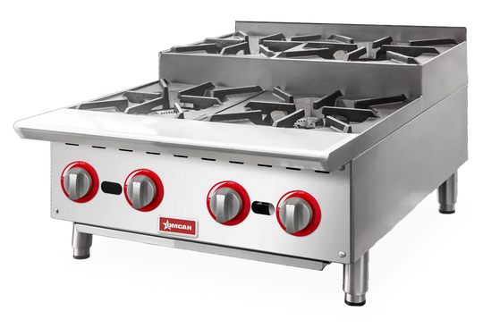 Omcan CE-CN-HP24-S 24 inch step up gas hot plate with 4 burners