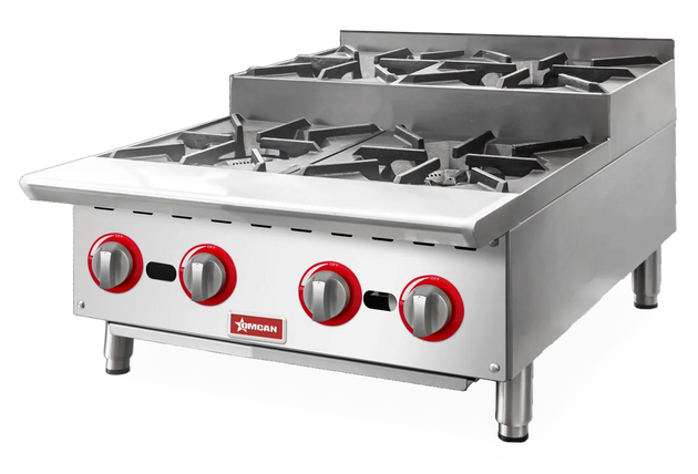 Omcan CE-CN-HP24-S 24 inch step up gas hot plate with 4 burners
