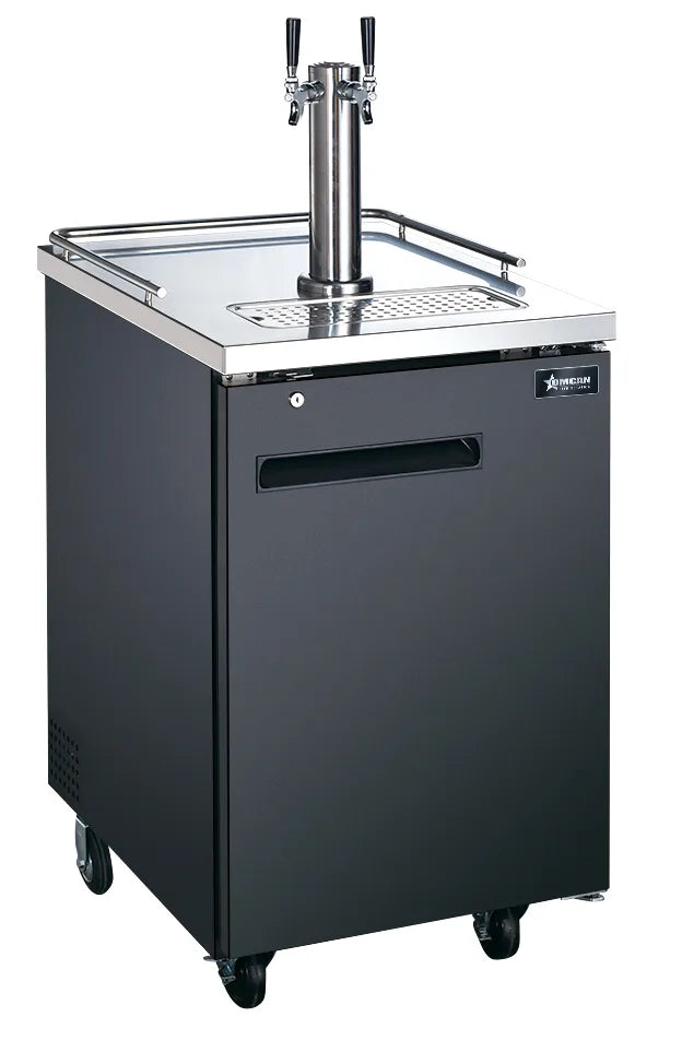 Omcan BD-CN-0007-HC 24 inch one door kegerator with two taps