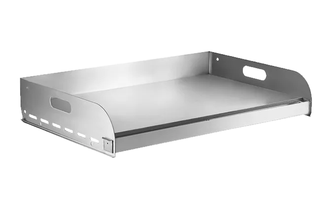 Omcan 47844 griddle plate top for outdoor BBQ grill, alternate view