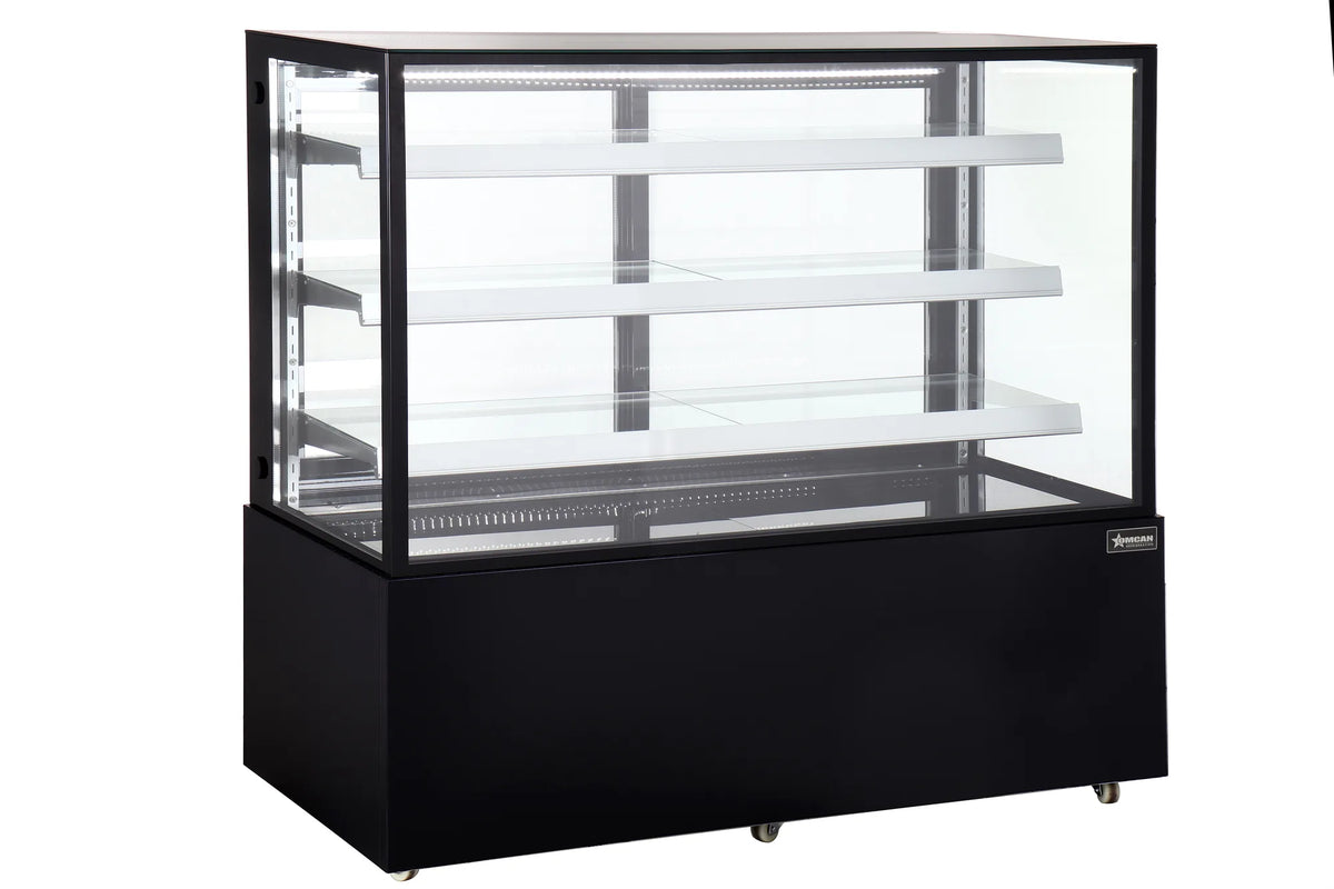 Omcan RS-CN-0471-BL 60 inch black square glass refrigerated floor display case
