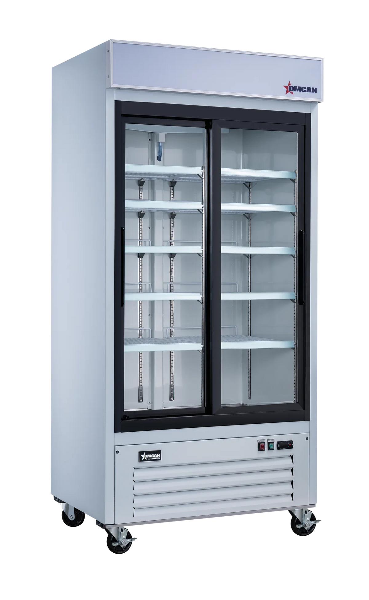 Omcan RE-CN-0039-HC-W 40 inch white two sliding glass door display refrigerator