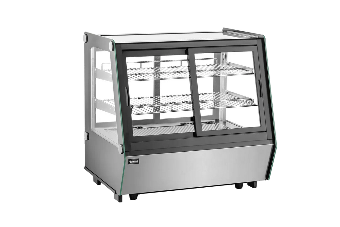 Omcan RE-CN-200-1 48 inch self service slant glass refrigerated display case black