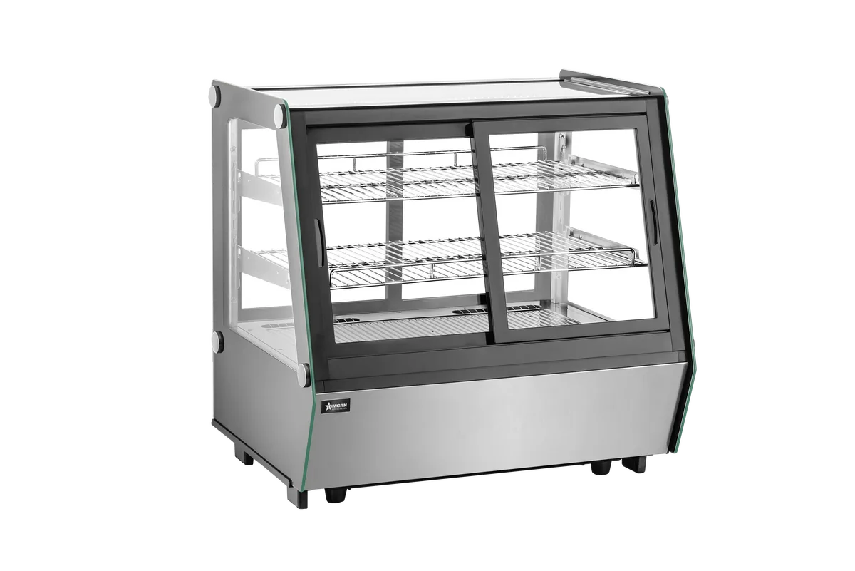 Omcan RE-CN-200-1 48 inch self service slant glass refrigerated display case black