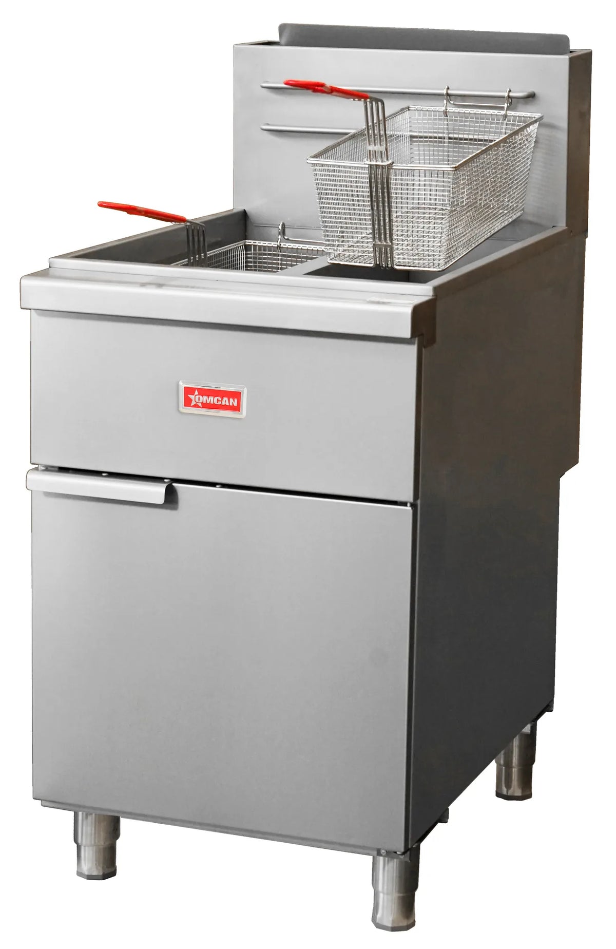 Omcan CE-CN-F4D-LP double tank tube-fired liquid propane floor fryer