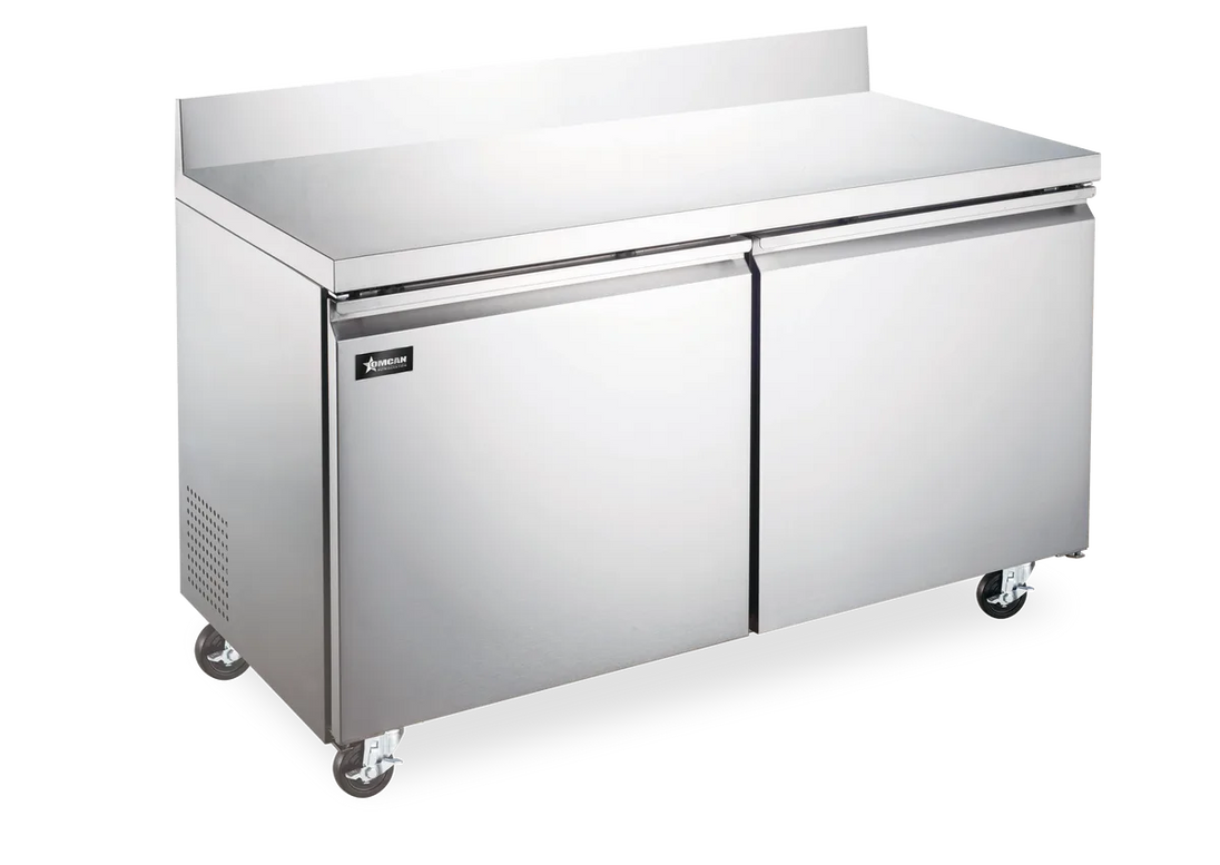 Omcan FR-CN-1524-BS-HC 60 inch two door worktop freezer with backsplash
