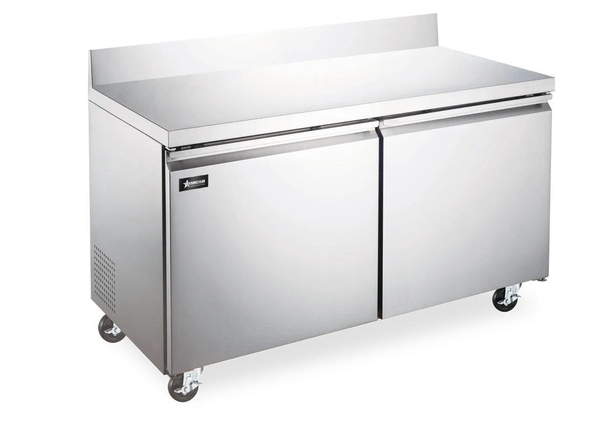 Omcan FR-CN-1524-BS-HC 60 inch two door worktop freezer with backsplash