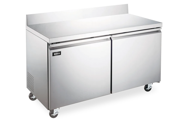 Omcan FR-CN-1524-BS-HC 60 inch two door worktop freezer with backsplash