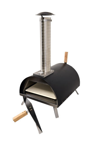 Omcan WO-CN-0018-B countertop wood fired pizza oven with black cover