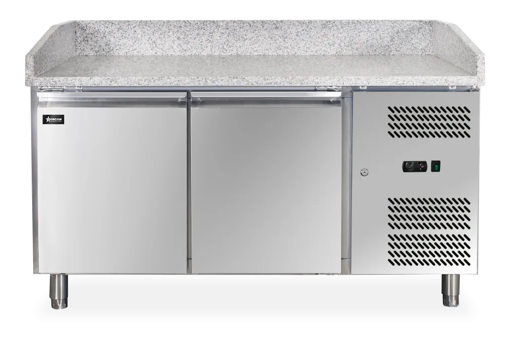 Omcan PT-CN-0390 59 inch granite top refrigerated pizza prep table