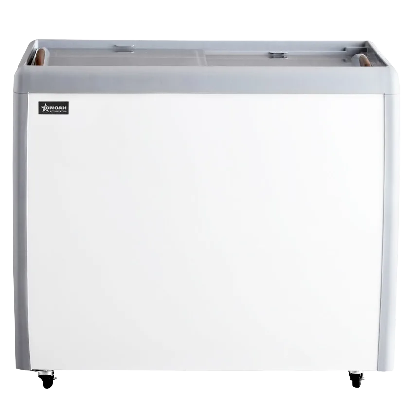 Omcan FR-CN-0260-R 39 inch two door ice cream display chest freezer with flat glass top