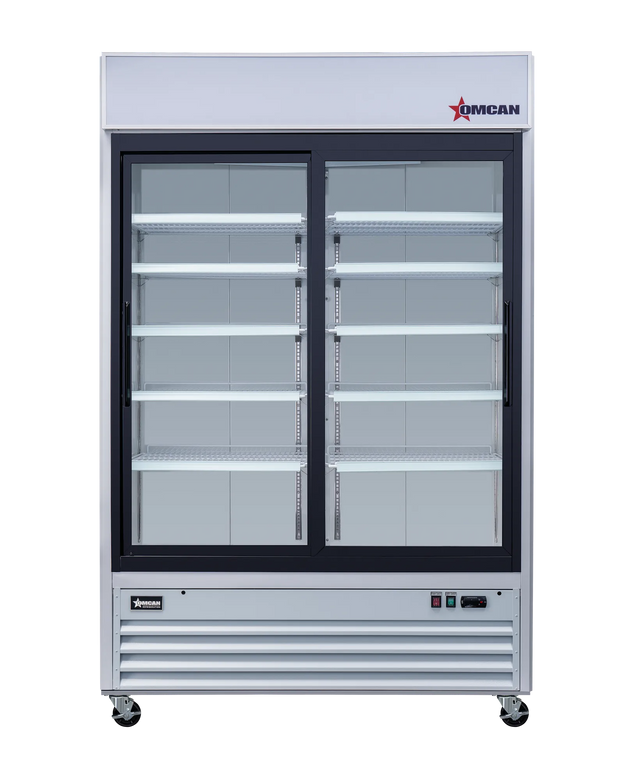 Omcan RE-CN-0045-HC display refrigerator angled view
