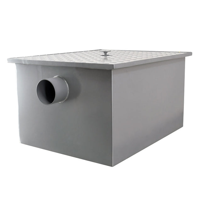 Omcan 48140 epoxy coated steel grease trap with 50 lb capacity