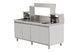 Omcan 48405 72 x 30 inch stainless steel bubble tea station with sinks and overshelves