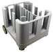 Omcan 80922 gray dish caddy with six adjustable dividers and vinyl cover