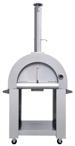 Omcan 43113 32 inch stainless steel wood fired pizza oven