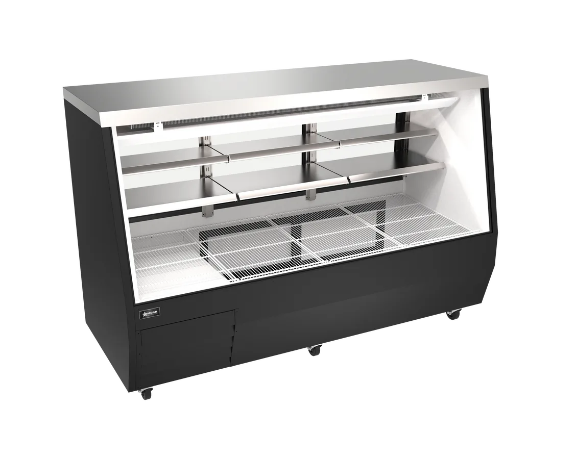 Omcan RS-CN-0084D-BK 84 inch black refrigerated double-duty deli case