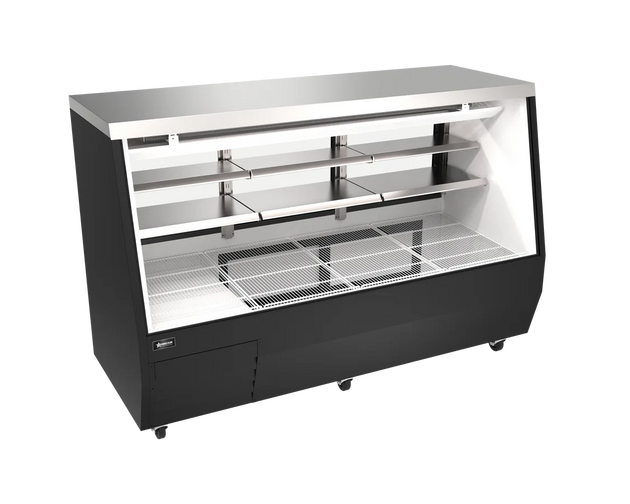 Omcan RS-CN-0084D-BK 84 inch black refrigerated double-duty deli case