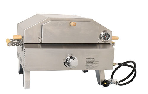 Omcan CE-CN-0748 stainless steel propane pizza oven with foldable legs