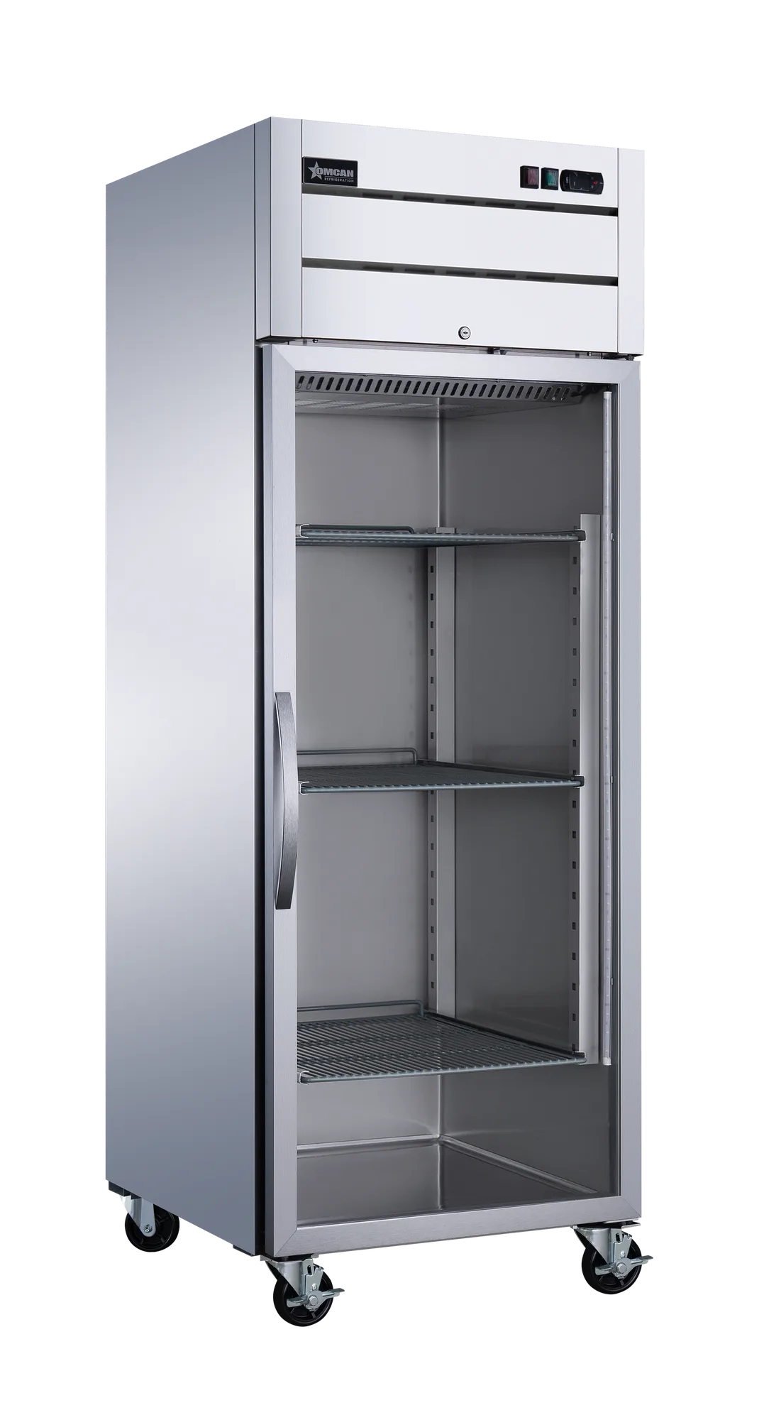 Omcan RE-CN-0029G-TM 29 inch top mounted one glass door reach-in refrigerator