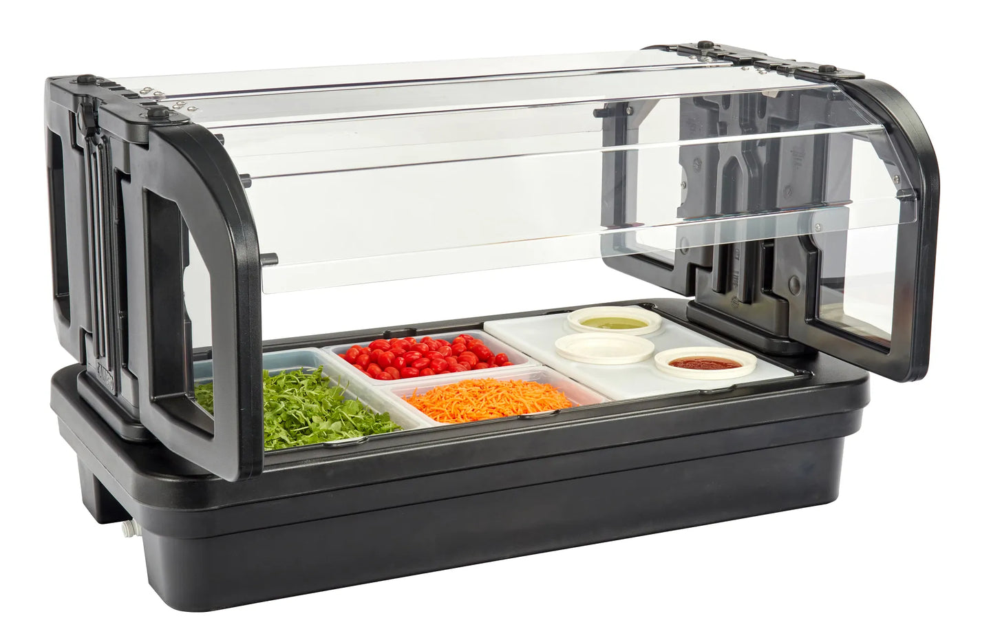 Cambro 4TTFSBSG110 tabletop food bar with sneeze guard black