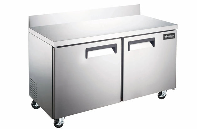 Omcan RE-CN-0011-BS-HC 47 inch two door worktop refrigerator with backsplash