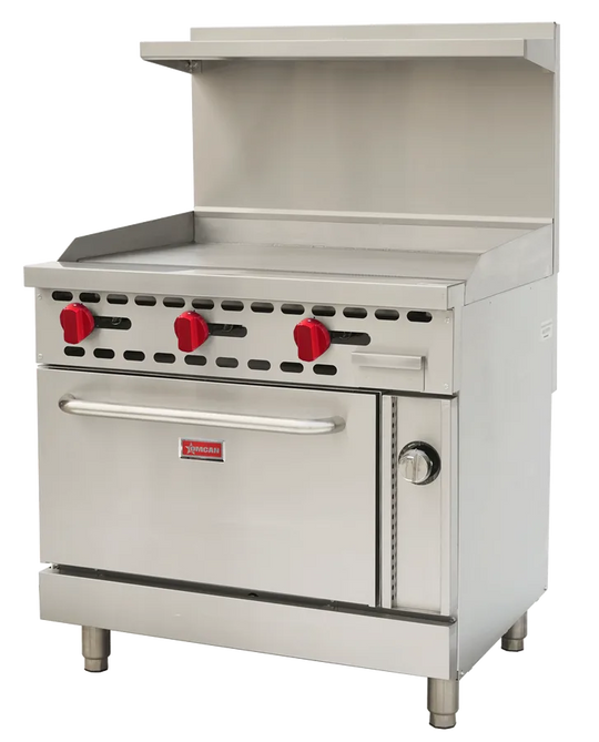 Omcan CE-CN-0914G-RC 36 inch natural gas range with 36 inch griddle and oven