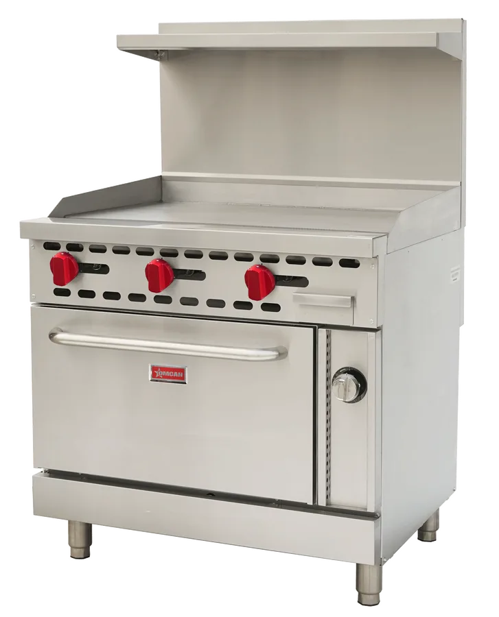 Omcan CE-CN-0914G-RC 36 inch natural gas range with 36 inch griddle and oven