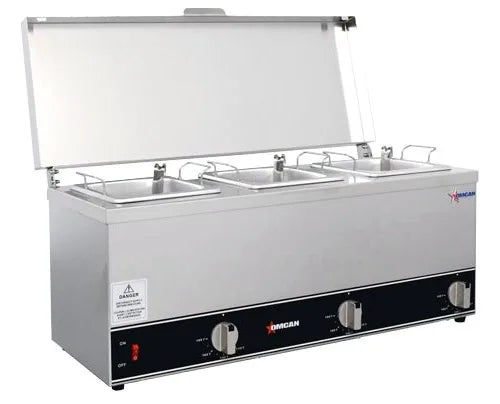 Omcan FW-CN-0253 triple sauce pot warmer with three 2.5 L pots
