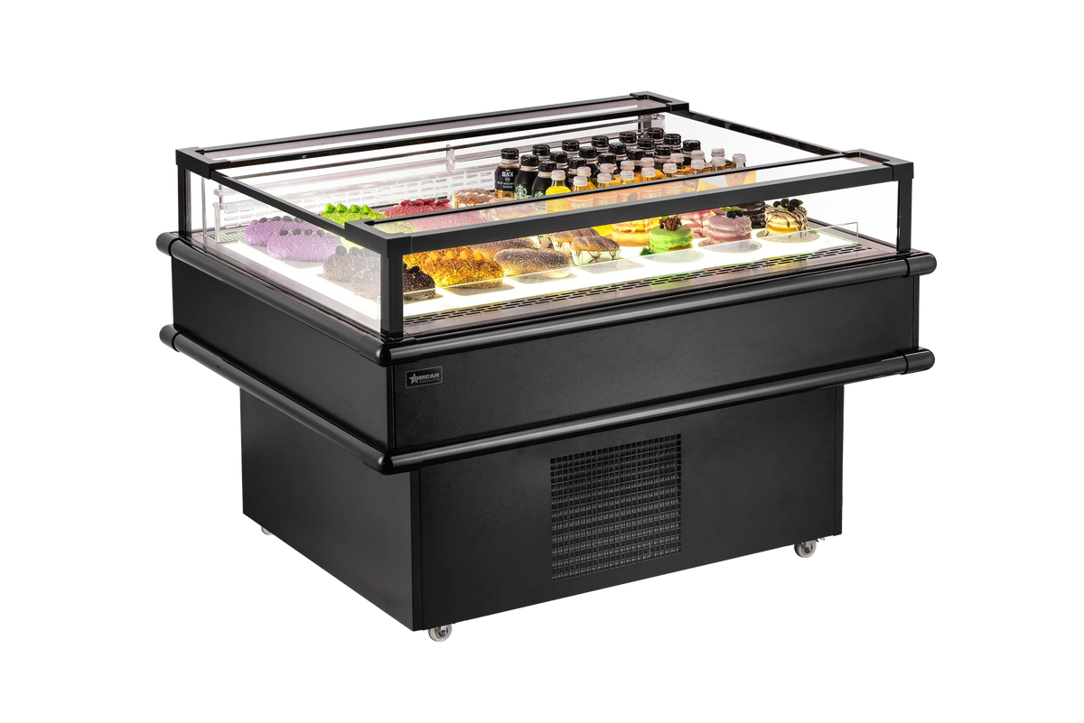 Omcan RE-CN-1200C 50 inch refrigerated island showcase in black